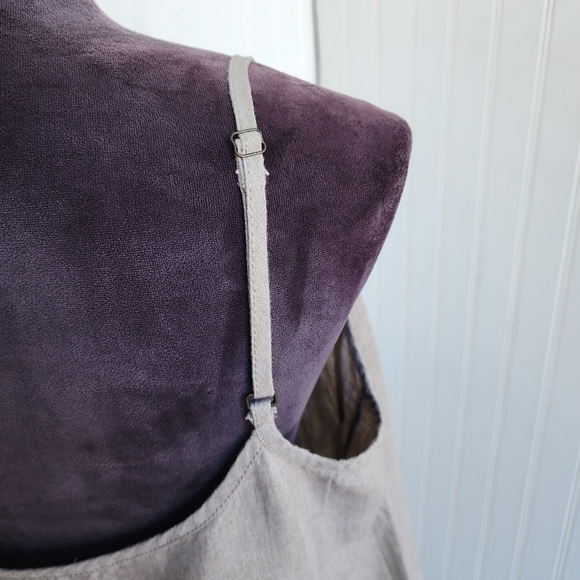 Eileen Fisher Women's Embroidered Organic Linen Slip Dress Tan Beachy Coastal L - Picture 6 of 13